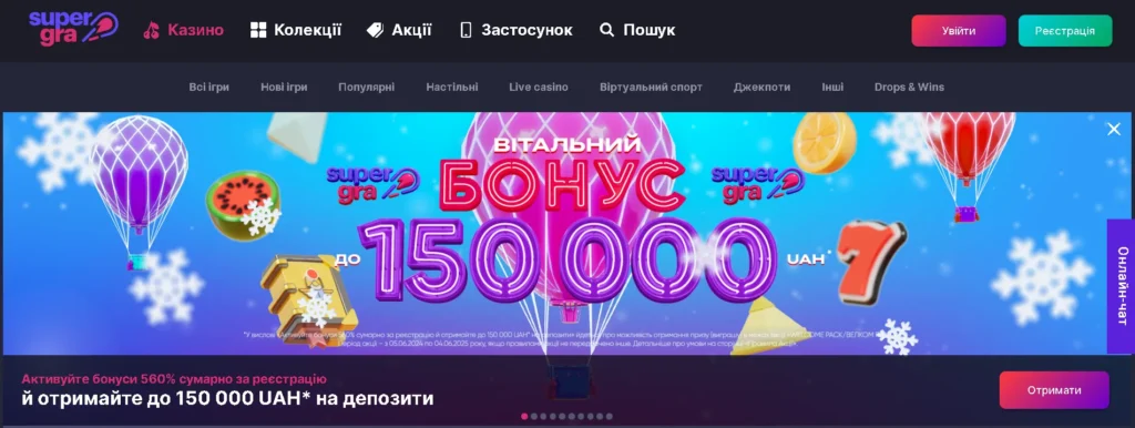 Бонуси та акції казино Super Gra
